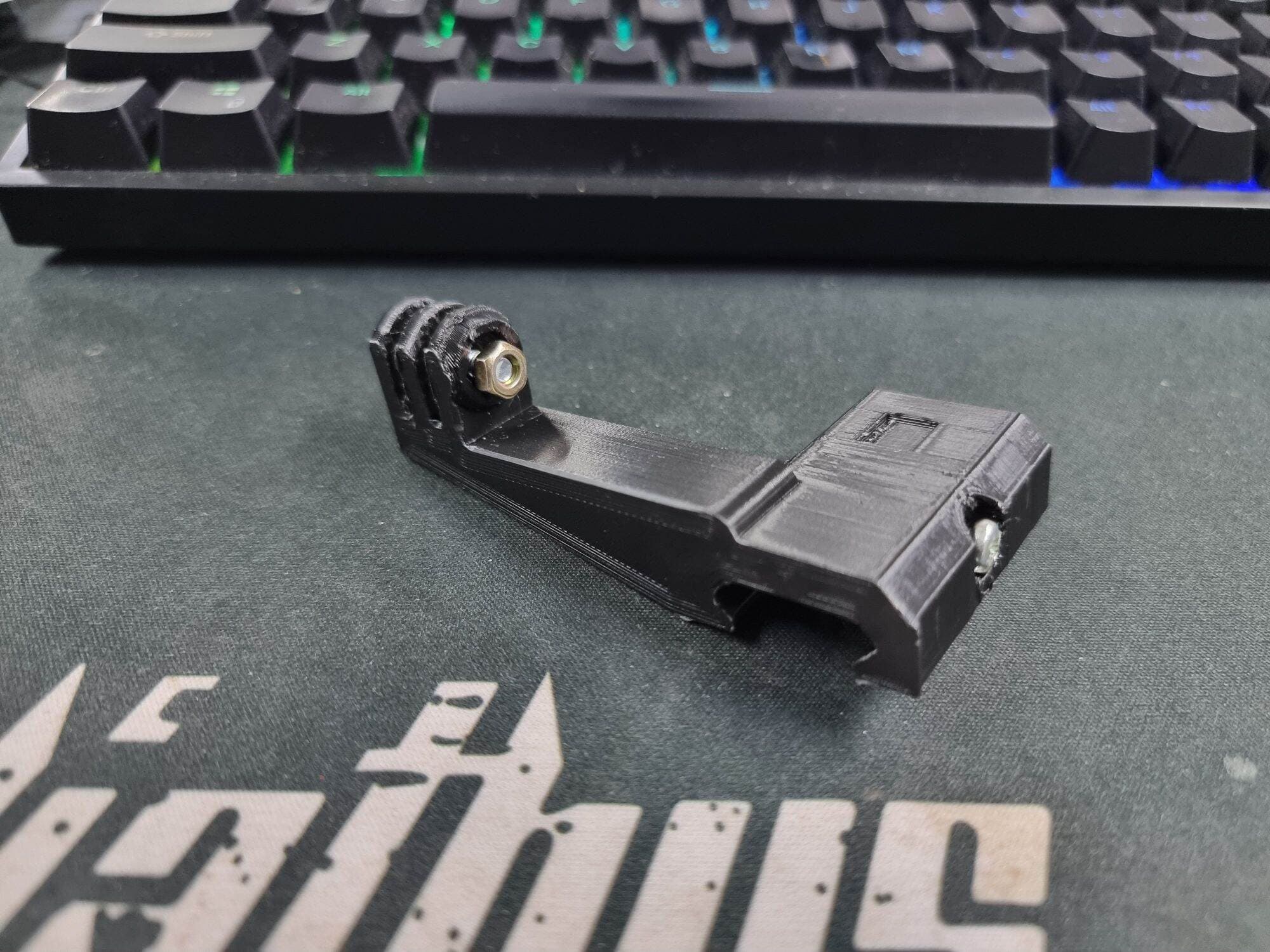 3d printed GoPro sjcam camera mount on railings