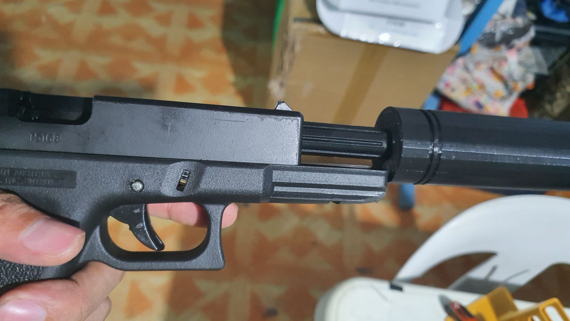 3d printed TOY PLASTIC Glockz G17 G19 G34 Fixed Outer barrel for SoftAir WE Double Bell EnC WITH THREADs TOY ONLY!